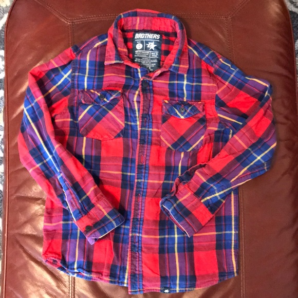 Plaid Long-sleeved collared button down shirt - Picture 1 of 5
